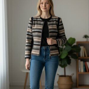 H&M Full Zipper Jacket Women's Size 12 Brand New Boho Aztec Printed Tribal